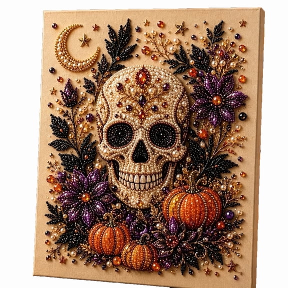 Pearl Art Kit, Halloween Craft Set with Ghost, DIY Pearl Painting Picture Making Kit, Bead Art for Spooky Home Decor