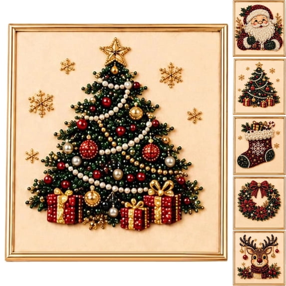 Pearl Art Kits For Adults Christmas Pearl Diamond Art Kits For Adults 7.87 X 7.87 Inch Framed Canvas Handmade Holiday Decor For Indoor Home Party Festive Gift,A-Tree