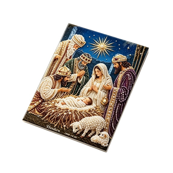Pearl Art Kits for Adults,Nativity Diamond Art,Nativity Scene Pearl Diamond Art,Special Shape Diamond Art Kits,DIY Pearl Art Kit,Pearl Gem Art Craft Kit for Beginners,Home Wall Decoration Gift,7.87"