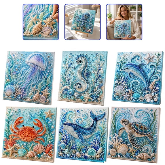 Pearl Art Kits for Adults Diamond Art Ocean Theme DIY Kit 3D Sparkling Coastal Wall Decor with Pearls Rhinestones Beginner Craft Gift