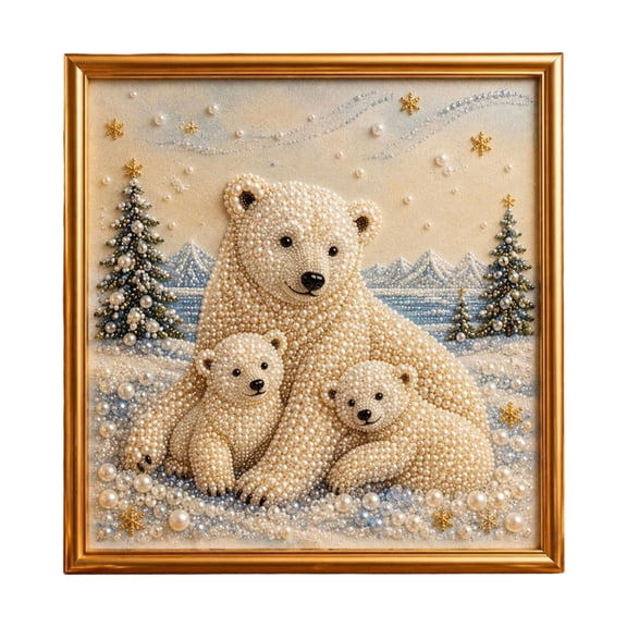 Pearl Art Painting Kits for Adults,DIY Winter Scenery Animal Special Shape Plastic Pearl Painting Kit with Gem Art 20cm Canvas Texture Painting,Resin Dot Craft with Tools,Home Wall Decor Holiday Gift