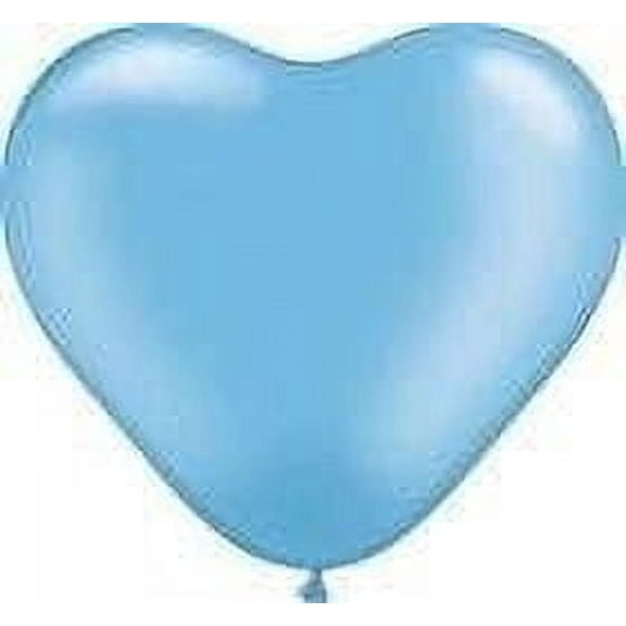 Pearl Azure Blue 6" Latex Hearts Qualatex Balloons x 25