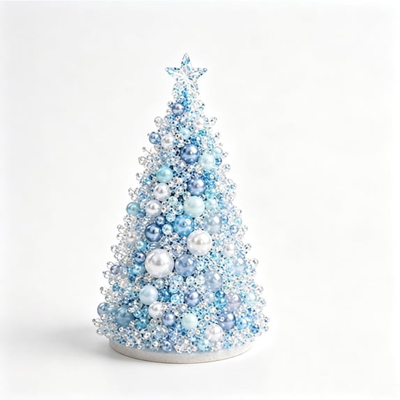Pearl Bead Christmas Tree DIY Kit- Handmade Holiday Craft Activity for Tabletop, Mantel & Windowsill Decor