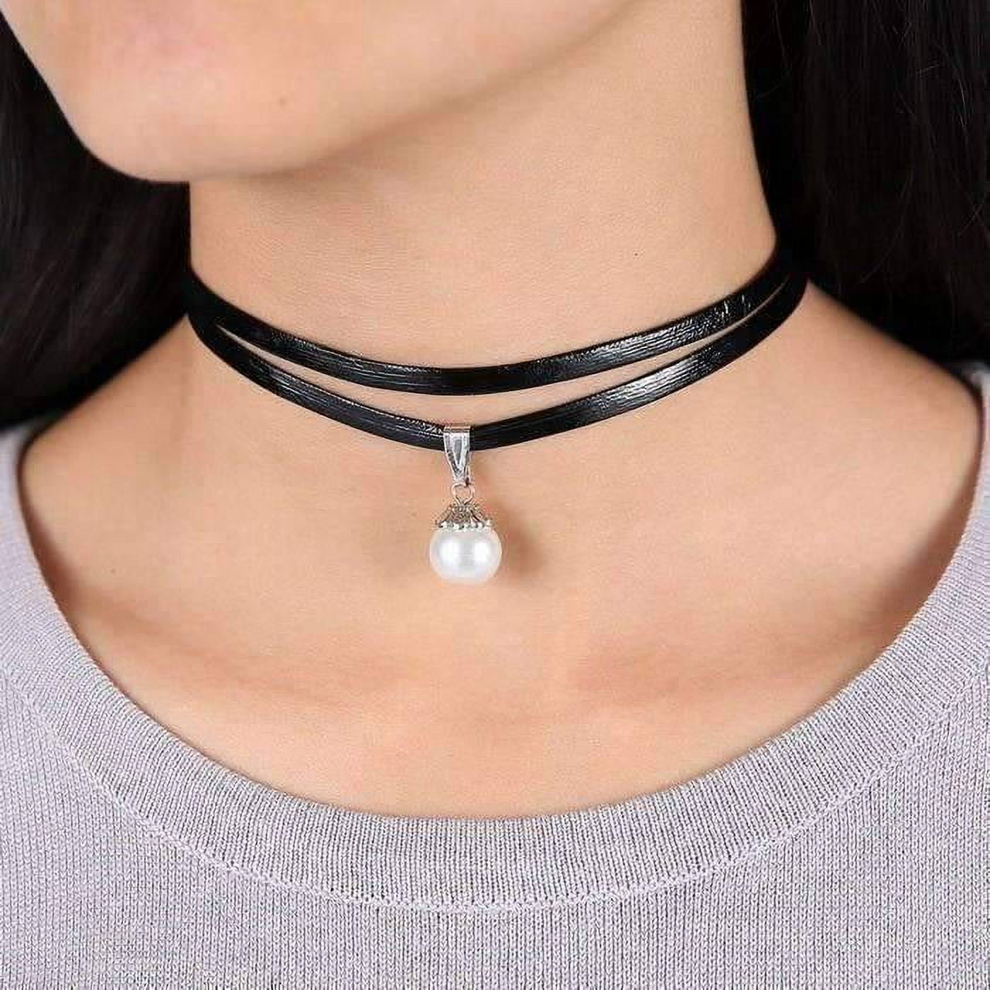 Walmart Jewelry: Two Strand Black Leatherette Choker Necklace with