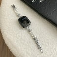 thumbnail image 1 of Pearl Beaded Bracelet Compatible with Apple Watch Bands 42(Series 1 2 3)/44/45/46/49mm, Bling Diamond Band Shiny Dressy Metal Strap for iWatch Series 10 9 8 7 6 5 4 3 2 1 SE Ultra, Silver, 1 of 8