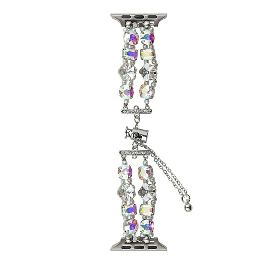 Pearl Beaded Bracelet Compatible with Apple Watch Bands 42mm 44mm 45mm 49mm,Bling Diamond Band Shiny Dressy Metal Strap for iWatch Series 9 8 7 6 5 4 3 2 SE Ultra Women,B