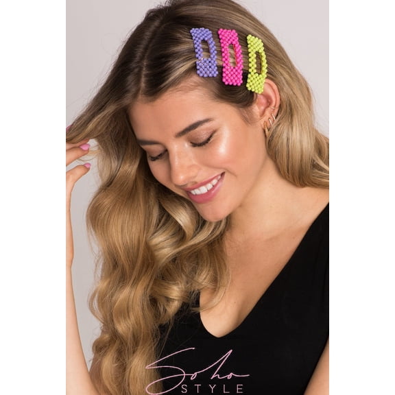 Pearl Beaded Rectangle Hair Clips