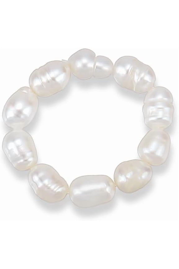 Pearl Beaded Rings for Women Cute Pearl Jewelry Freshwater Pearls Beaded Rings for Women Elastic Thin Beaded Rings Natural Pearl Rings for Women Stretch Beaded Stackable Rings Seashell Color