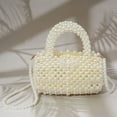 thumbnail image 1 of Pearl Beaded Round Top Handle Flap Hand Bag / Crossbody Bag, 1 of 1