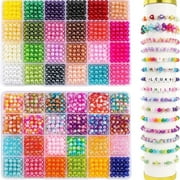 Pearl Beads Bracelet Making Kit，2400PCS 48 Colors 5mm Crackle Pearl Beads for Jewelry Making, Crystal Pearl Round Beads Friendship Bracelet kit for DIY Crafts Gifts
