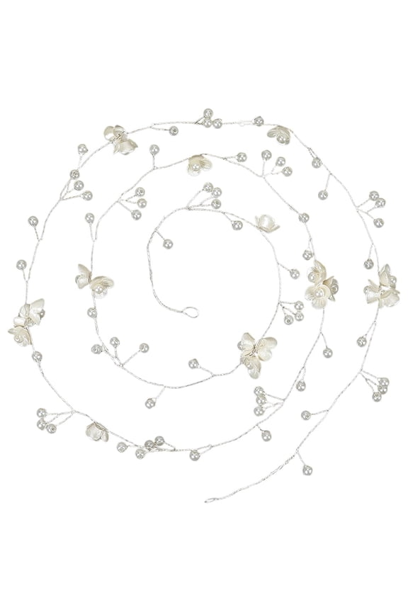 Pearl Beads Bridal Headpiece White Silver Handmade Vintage Boho Flower Pearls Fairy Bead Headband Wedding Jewelry Hair Vine Headbands