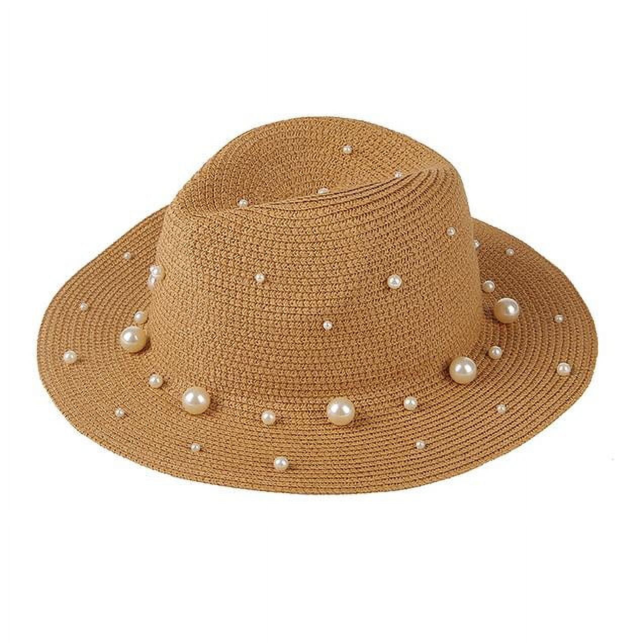 Elegant Brown Straw Hat with Beaded Detail New BETMAR New York Women main image 3