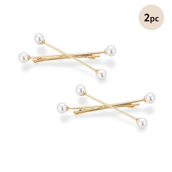 Pearl Bobby Pins for Women, Cross Geometric Metal Hair Clips Non-Slip Bangs Side Hair Barrettes Minimalism Aesthetic Hair Accessories for Skincare, Office Work, Wedding Guest