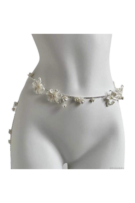 Pearl Body Chain Multi Layered Pearl Waist Belt Pearl Waistband Bikini Belly Chain Summer Beach Body Accessories for Women and Girls