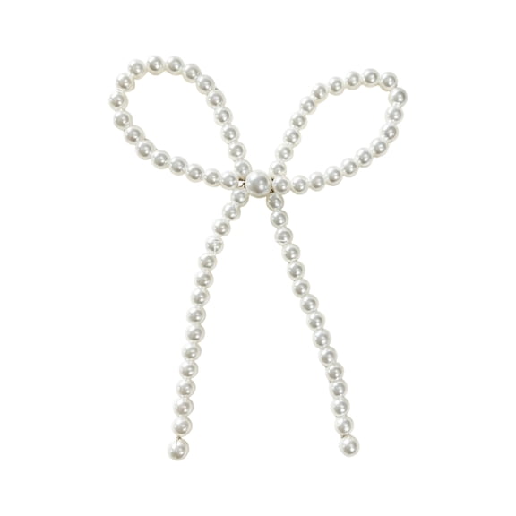 Pearl Bow Christmas Tree Decorations, White Beaded Hanging Ornament for Home, Wedding and Party Decor