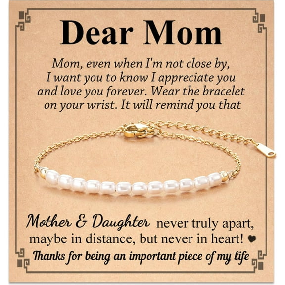 Pearl Bracelet for Women, Gifts for Mom, Mother-in-Law, Aunt, Grandma, Nana, Mimi, Gigi on Birthday Christmas Mothers Day Wedding Day