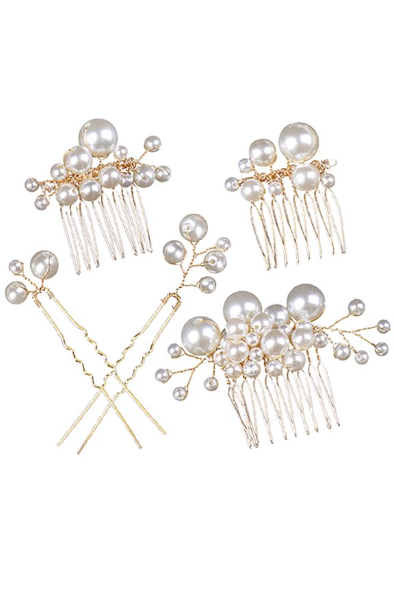 Bridal Hair Pieces Golden Chic Shape Wedding 5Pcs 2x2in