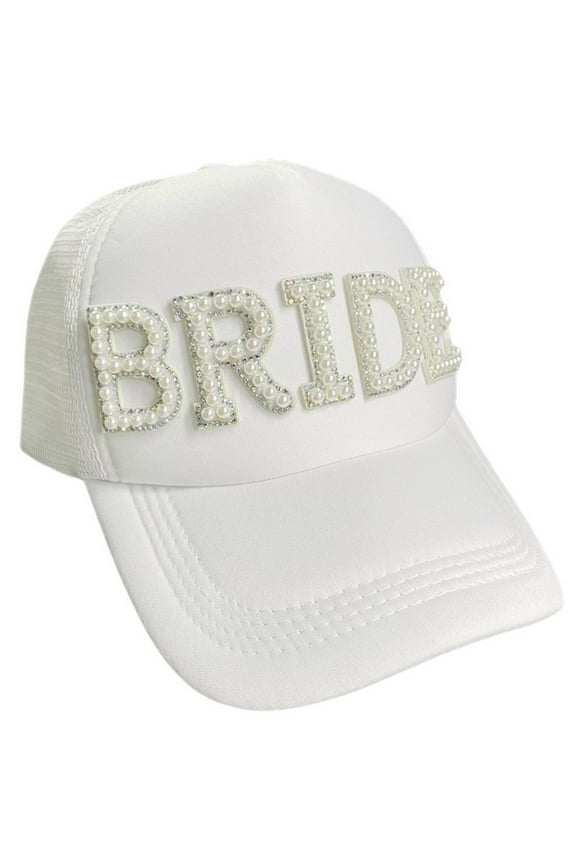 Pearl Bridal Hat Honeymoon Baseball Cap Bridal Wedding Bride Groom Hat for Newlywed Couples Bridal Bachelorette Party