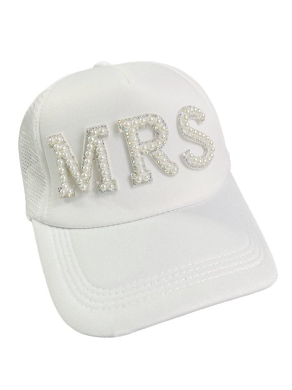 Pearl Bride Cap for Bridal Shower Wedding Newlywed Groom Baseball Cap Bride Party Long Brim Hat Bachelorette Party Hats