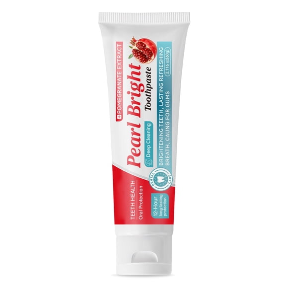 Pearl Bright Toothpaste with Pomegranate Extract, Deep Cleaning Formula for Teeth Brightening, Lasting Fresh Breath and Gum Care, 12-Hour Long-Lasting Oral Protection for Daily Use at Home