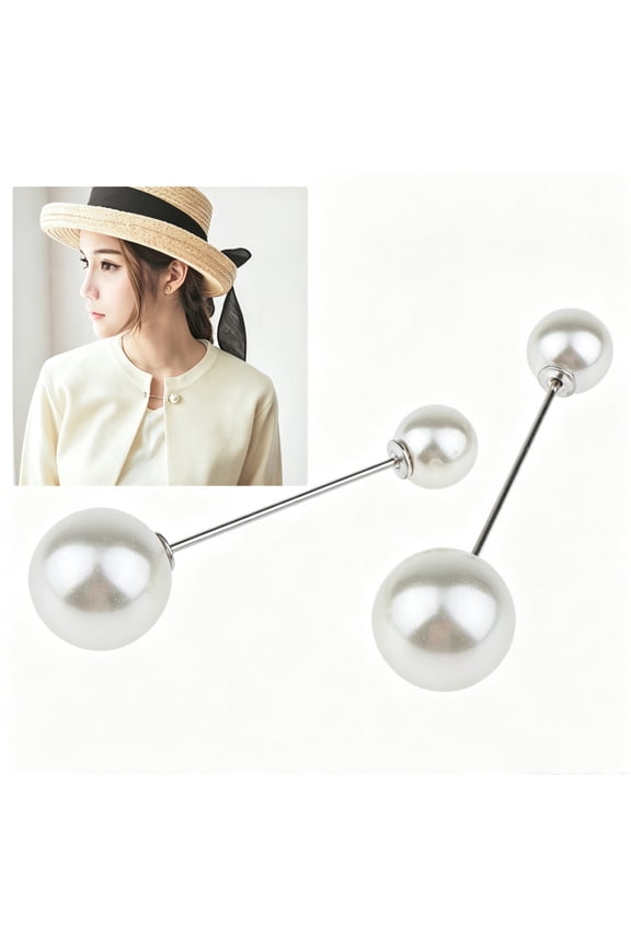 Pearl Brooch Pins Retro Sweater Clips Waist Cincher, Multi-purpose Pearl Lapel Collar Pin, Decorative Fastener for Cardigan, Shawl, Scarf, Shirt & Dress for Women
