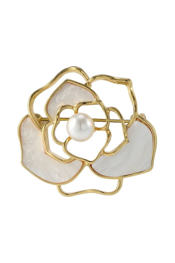 Pearl Brooches Flower Pins for Women Girls White Pin Dress Clips Handmade Flower Brooch Pins for Women Fashion Lady Brooch