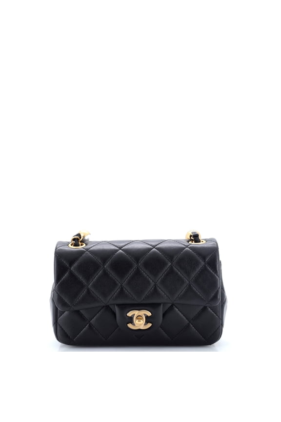 Pearl CC Flap Bag Quilted Lambskin Mini By Rebag