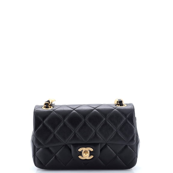 Pearl CC Flap Bag Quilted Lambskin Mini By Rebag