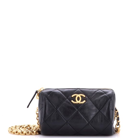 Pre-Owned Pearl CC Medallion Chain Bowling Bag Quilted Lambskin Mini By Rebag