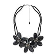 thumbnail image 1 of Pearl Center Triple Black Agate Flower .925 Silver Necklace, 1 of 4