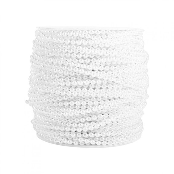 Pearl Chain,50M Roll 3mm Fishing Line Pearls String Beads Chain Garland Wedding Decoration Centerpieces[White]