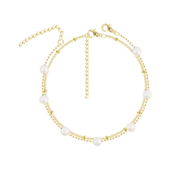 Pearl Chain Anklet For Women Minimalist Beach Jewelry Elegant Silver Tone Foot Chain For Teens Summer Fashion
