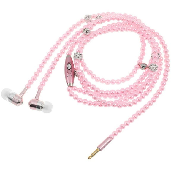 Pearl Chain Design Wired In-Ear Headset With Mic Universal Hands-Free Earphone With Remote And Mic (Pink)