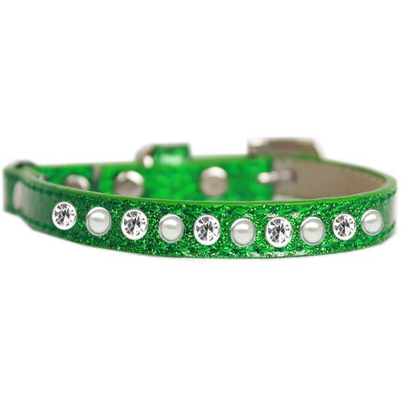 Pearl & Clear Jewel Ice Cream Cat Safety Collar, Emerald Green - Size 14