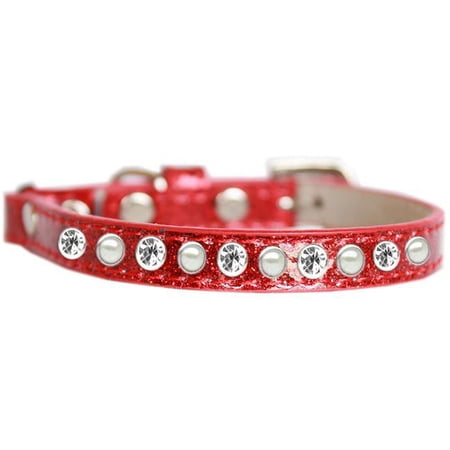 Pearl & Clear Jewel Ice Cream Cat Safety Collar, Red - Size 14