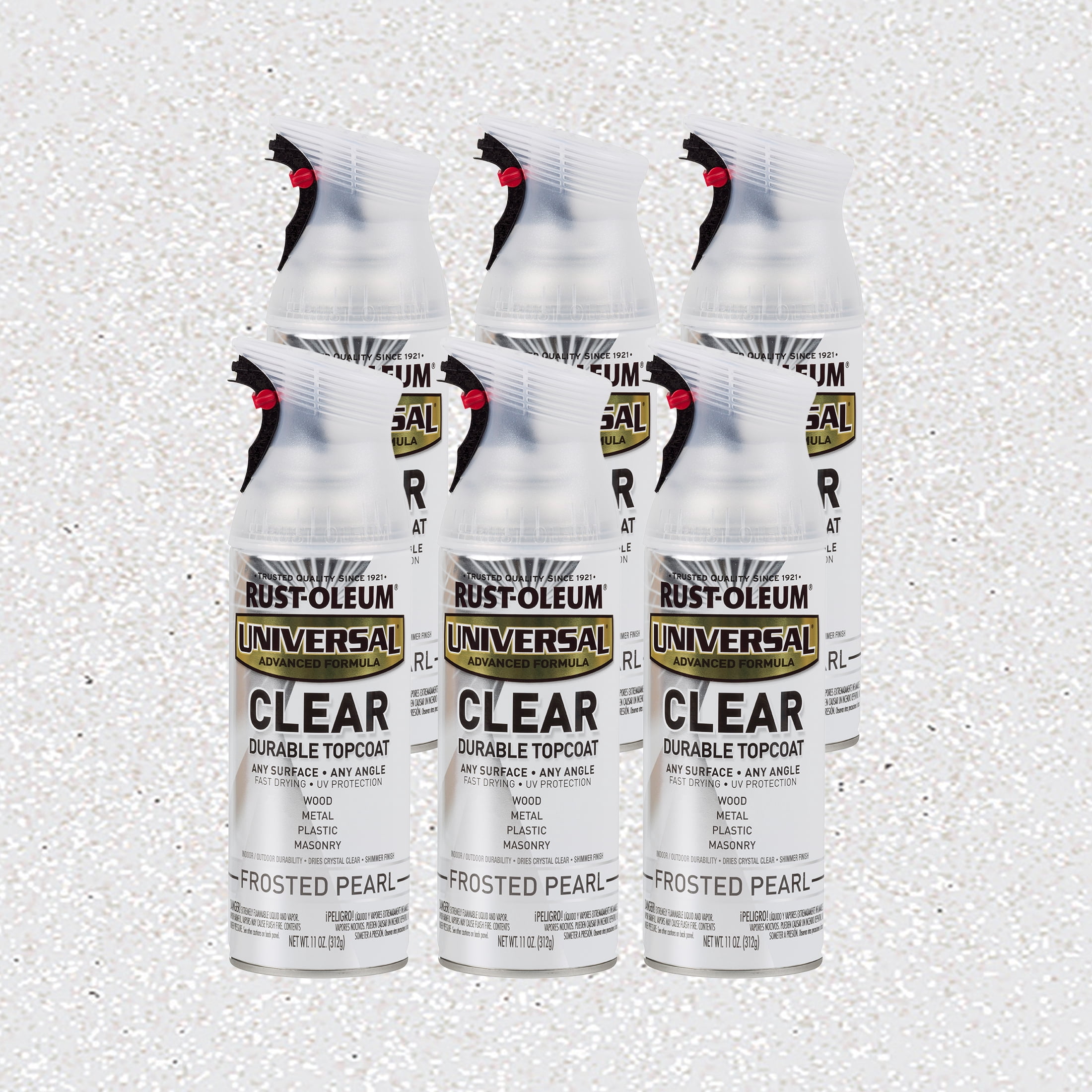 6 Pack, Pearl Clear, Rust-Oleum Universal All Surface Interior/Exterior Frosted Spray Paint-302155, 11 oz