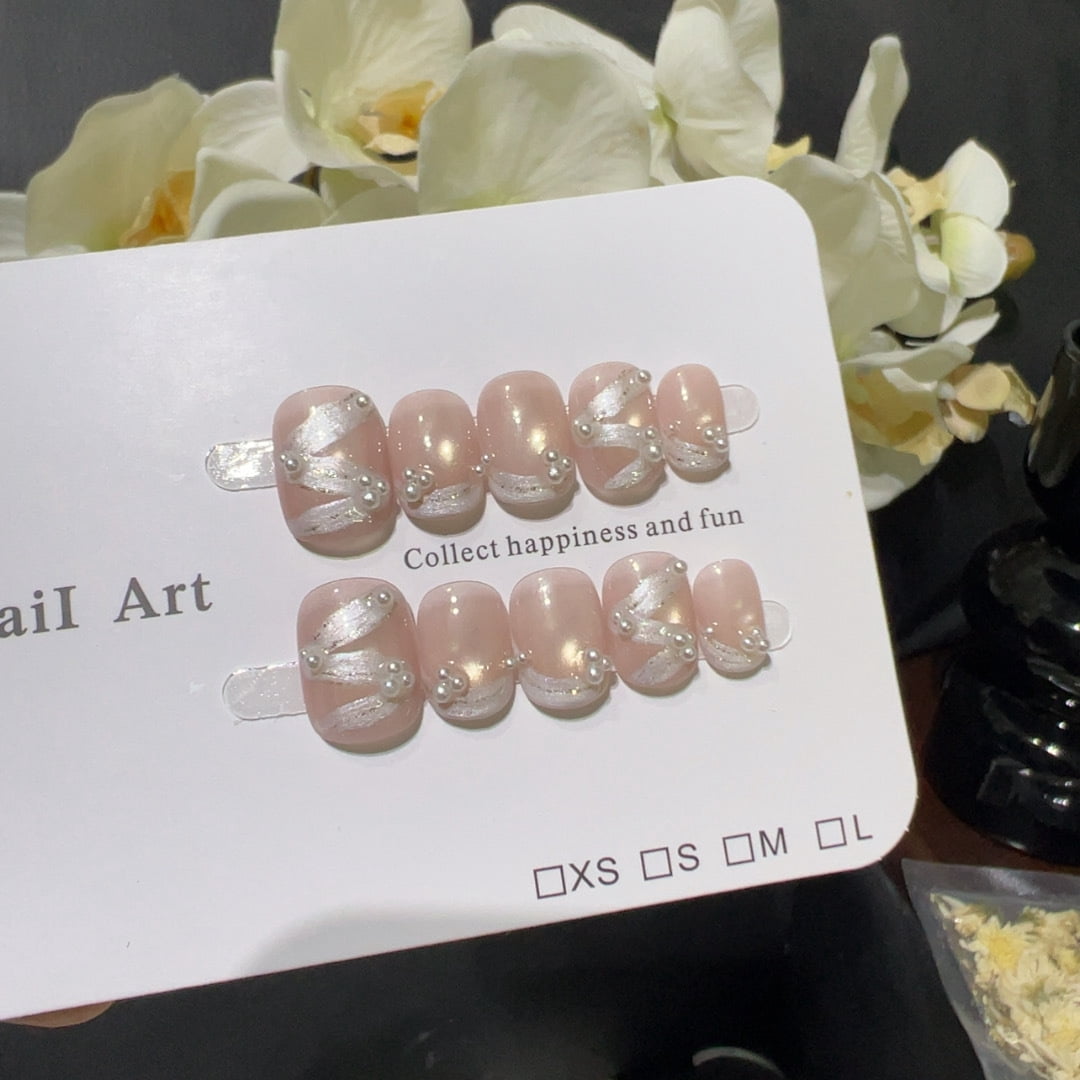 [Pearl Cloud Yarn] Atmospheric streamer nail piece simple and advanced ...