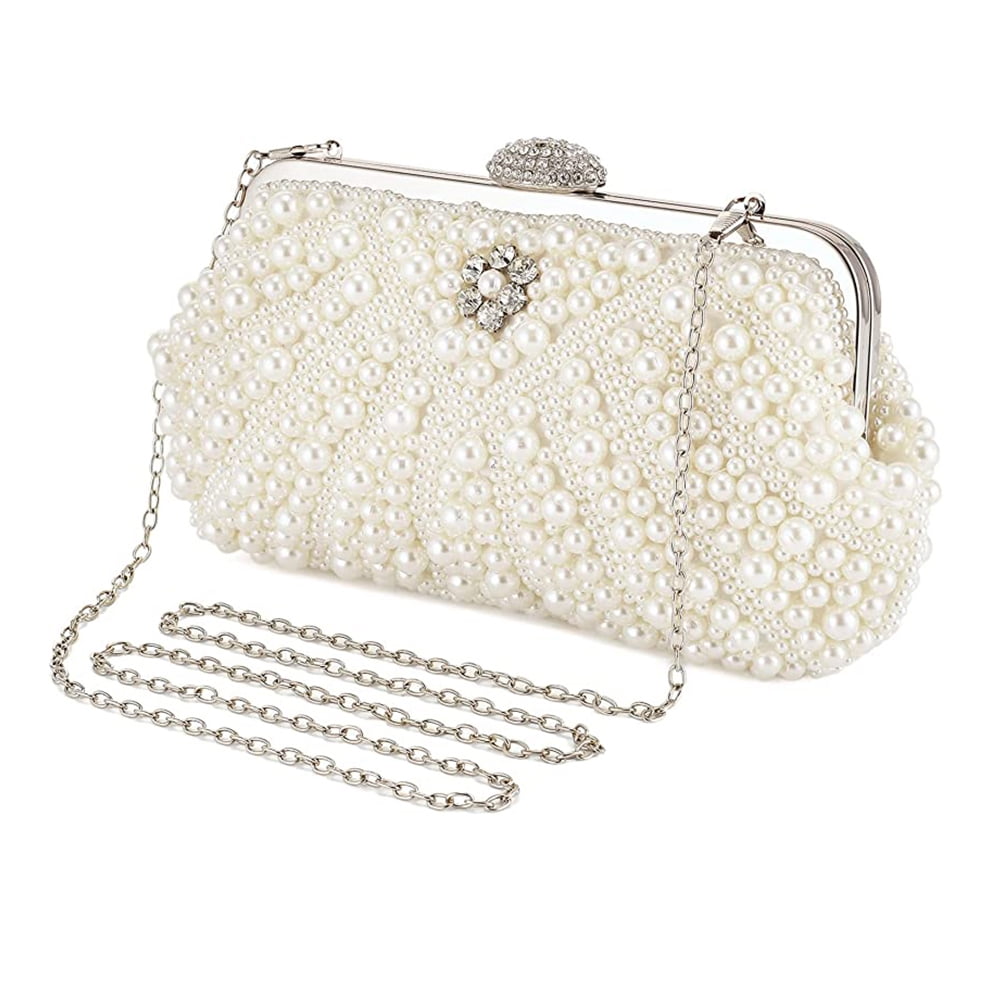 Vastans Stylish Pearl Embroidered Half Frame Designer Clutch For Women :  Amazon.in: Fashion