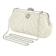 thumbnail image 1 of Pearl Clutch Bag for Women Evening Wedding Party Bridal Handbag Ladies Beaded Clutch Purse/Off White, 1 of 6