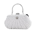 thumbnail image 1 of Pearl Clutch Bag for Women Evening Wedding Party Bridal Handbag Ladies Beaded Clutch Purse/White, 1 of 5