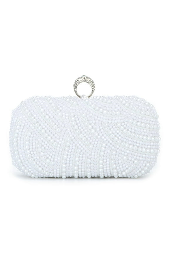 Pearl Clutch Purses for Women Wedding Ivory Bridal Evening Bag Formal Party White Beaded Shoulder Handbag