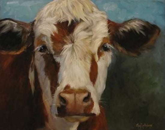 Pearl Cow Painting Canvas Art - Cheri Wollenberg (22 x 28)