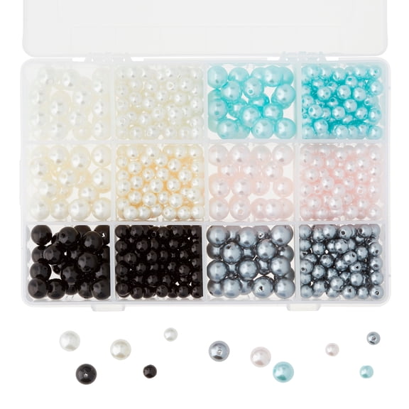 Pearl Crafting Beads Box by Bead Landing - Plastic Beads for Making Jewelry - Charms - Key Chains - Friendship Bracelets - and Arts & Crafts - 1 Pack