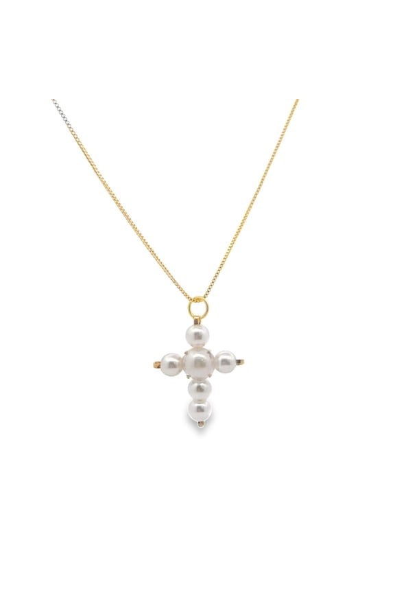 Pearl Cross Necklace (H155A)