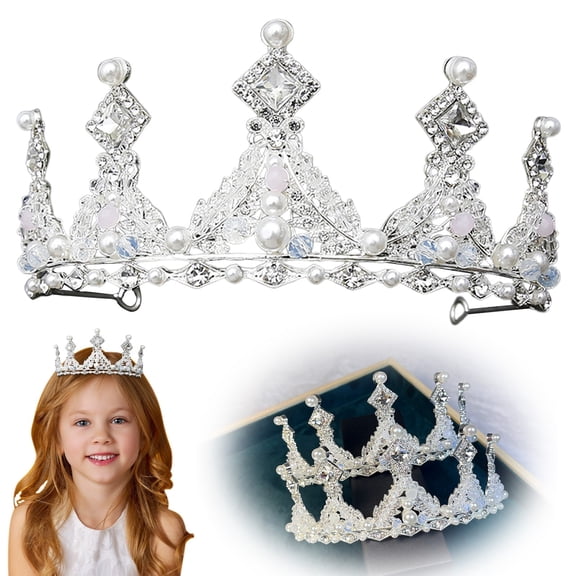 Pearl Crown Shimmering Birthday Crown Women Elegant Bridal Wedding Pearl Rhinestone Crown 1Pcs Princess Crown Birthday Party Christmas Gifts 5.51 In