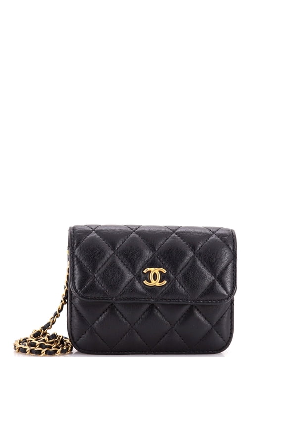 Pearl Crush Flap Clutch with Chain Quilted Lambskin Mini By Rebag