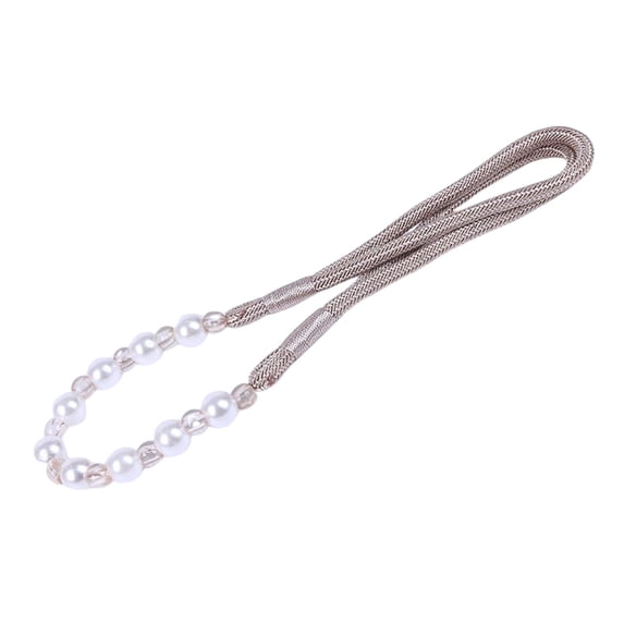Pearl Curtain Tie Rope | Oimcto Acrylic Bead Curtain Tie with Pull Down Hooks, Elegant Bead Decorations for Curtain Coverings & Fixed Curtain Holders, Adjustable Length - 1 Pc - Champagne