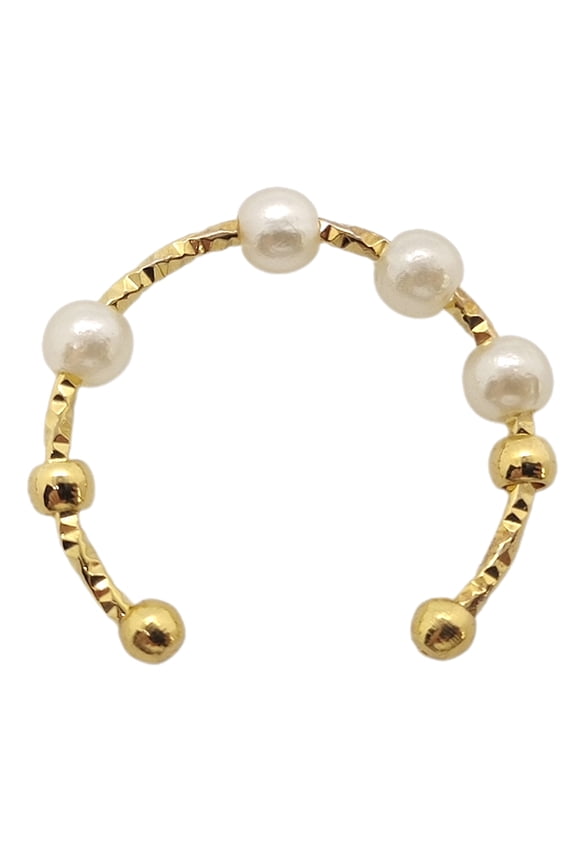 Pearl Decompression Rotating Pearl Ring Women Men Spinning Stress Anxiety Relief Ring for High Intensity Workers