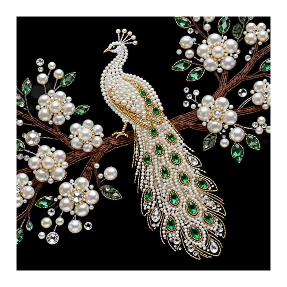 Pearl Diamond Art Kit 12 x 12 Inch Design, 5D DIY Full Drill Rhinestone Painting Set with Stretched Canvas for Home Decor