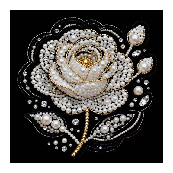 Pearl Diamond Art Kit 12 x 12 Inch Design, 5D DIY Full Drill Rhinestone Painting Set with Stretched Canvas for Home Decor